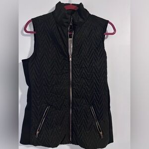Cavalini Black Quilted Stand-Collar Vest with Silver Zippers